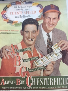 Two of many who failed to hit one to my grandfather over the years: MVPs Williams and Musial, 1947/Author collection